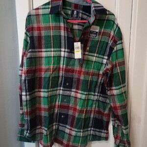 performance plaid flannel button up shirt new with tags by IZOD